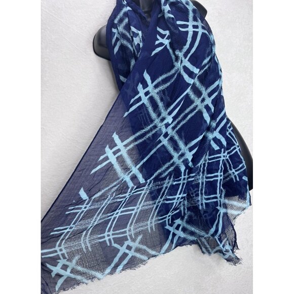 Vera Bradley Plaid Blue Teal Sheer Scarf Wrap NWOT - Picture 7 of 11